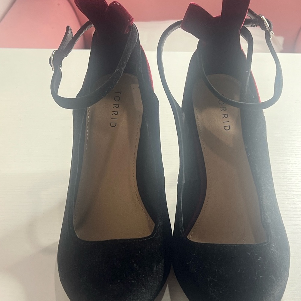 Torrid Black High Heel Pumps with Ankle Strap